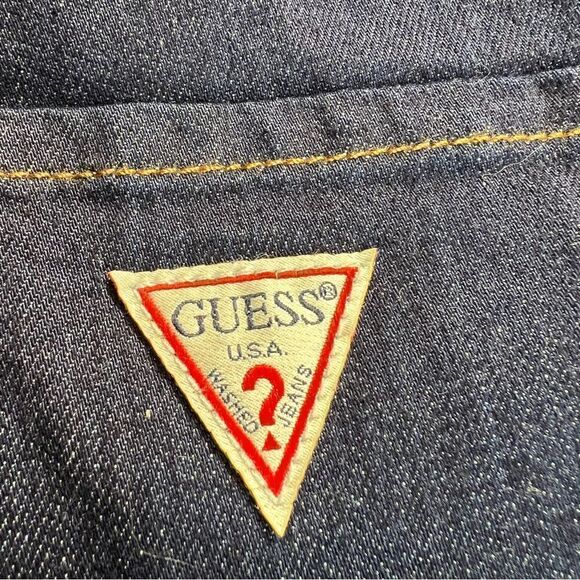 Vintage 1990s Guess Dark Wash Cuffed Denim Shorts - Picture 8 of 10